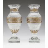 Pair of gilt metal-mounted Baccarat crystal vases After 1936, each with acid-etched maker's mark