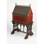 A metal-clad Gothic architectural vestment chest Late 19th/early 20th century, Continental, the