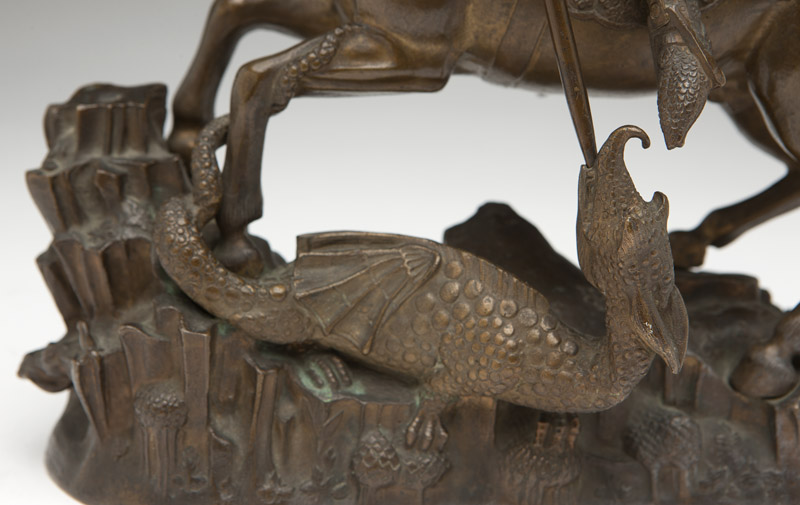 A Continental bronze, St. George and the Dragon  Early 20th century, unsigned, depicting St. - Image 3 of 6