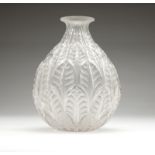 A Lalique clear and frosted ''Malesherbes'' vase Circa 1927, etched in script ''R. Lalique