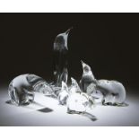 A group of Steuben and Daum art glass animals Second half 20th century, each of clear glass, the