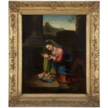 19th Century Continental School After Correggio's ''Madonna Adoring the Child'', unsigned, oil on