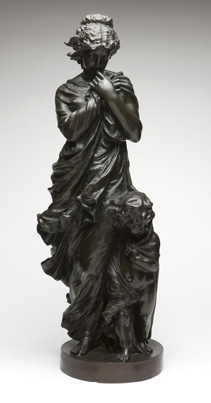 A bronze sculpture, mother and child Late 19th/early 20th century, apparently unsigned, a bronze