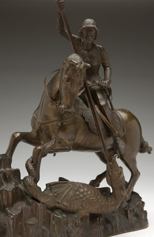 A Continental bronze, St. George and the Dragon  Early 20th century, unsigned, depicting St. - Image 5 of 6