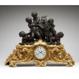 A Deniere and Cailleaux bronze mantle clock Third quarter 19th century, the dial signed ''