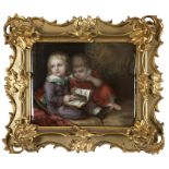 A framed hand-painted porcelain plaque Late 19th/early 20th century, German, apparently unsigned,