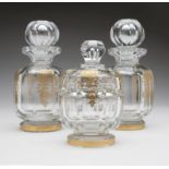 Three Baccarat cut crystal vanity items Mid-20th century, each with acid etched maker's mark to