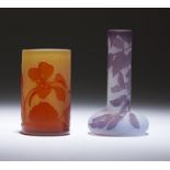 Two diminutive Galle cameo art glass vases Early 20th century, each signed in cameo ''Galle'', the