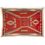 1133  A Navajo storm pattern regional rug/blanket Early 20th century, finely hand-woven of natural