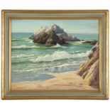 1226  Paul Grimm (1891-1974 Palm Springs, CA) "Seal Rock, Laguna Beach", incised with signature