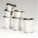 1012  Six sterling silver tumblers, Georg Jensen Mid-20th century, each with maker's marks,