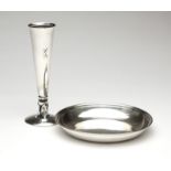 1013  Allan Adler sterling silver trumpet vase and bowl Mid-20th century, each marked "Allan Adler /