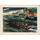 1017  Jack Laycox (1921-1984 San Francisco, CA) "Tugboats", signed lower right: Jack Laycox,