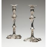 1204  A pair of George III sterling silver candlesticks London, each marked to base with date mark