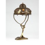 1028  A Hermann Eichberg table lamp & jeweled shade Late 19th/early 20th century, Berlin, signed