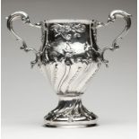 1203  A large Irish sterling silver loving cup 1771, Dublin, with partially rubbed maker's mark "CM"