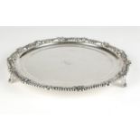 1169  A footed Sheffield plate salver 19th century, English, apparently unmarked silver plate,