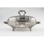 1229  A George G. Sharp coin silver serving dish Circa 1852-1866, Philadelphia, PA, with maker's