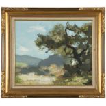 1175  Douglass Ewell Parshall (1899-1990 Santa Barbara, CA) "Leaning Oak", landscape, signed lower