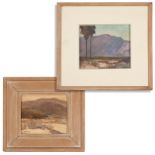 1128  George Spangenberg (1907-1964 San Diego, CA) Two works: "Desert Palms" and "Sagebrush and