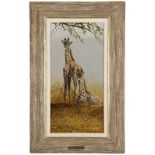 1054  Gary Robert Swanson (1941-2010 Prescott, AZ) "Young Brothers", giraffes, signed lower right