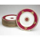 1042  12 Wedgwood china "Columbia" dinner plates 1950-1962, each with maker's mark "Wedgwood /