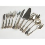 1219  A partial Gorham sterling silver flatware service Mid-20th century, in the "King Edward"