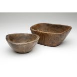 1071  Two Native American hewn burl treen bowls Likely 19th century, the first of tapering