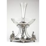 1047 Art Nouveau silver plate & cut glass centerpiece Late 19th/early 20th century, elements stamped