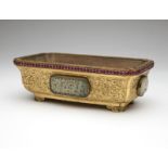 1056 A diminutive gilt-bronze Chinese jardiniere Late 19th/early 20th century, incised signature