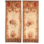 1111 A pair of Aubusson tapestries Circa 1880s, each surmounted by rocaille sprays and grillage tied