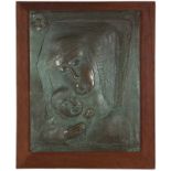 1096 A bronze relief plaque, Madonna and Child Dated 1982, signed with artist's monogram and