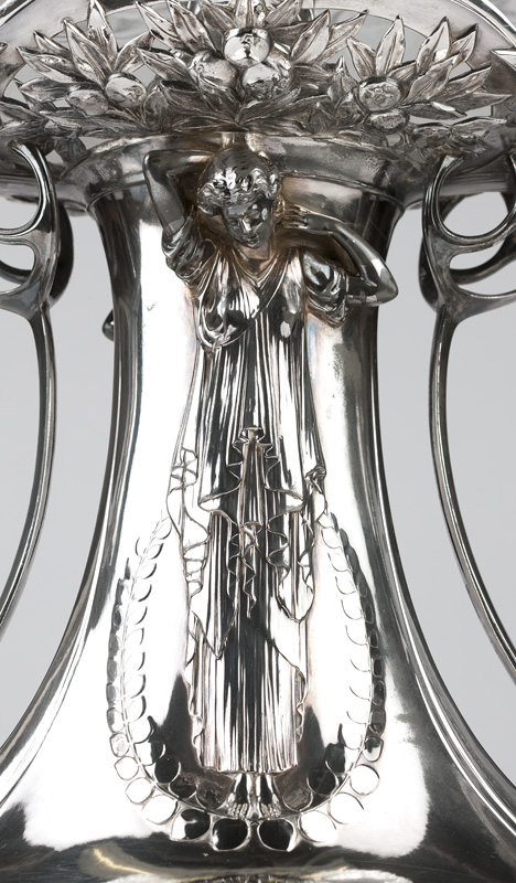 1047 Art Nouveau silver plate & cut glass centerpiece Late 19th/early 20th century, elements stamped - Image 2 of 6