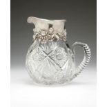 1205 A Gorham silver-mounted cut crystal pitcher Mid-20th century, with maker's mark, further marked