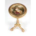 1247 Giltwood pedestal-mounted Vienna porcelain plaque Late 19th/early 20th century, the plaque