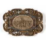 1105 A framed Continental relief plaque, Justin M. Late 19th/early 20th century, incised