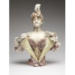 1039 RStK Amphora porcelain bust, Eduard Stellmacher Circa 1895, signed verso for designer ''Ed