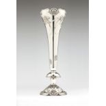 1071 An Art Nouveau sterling silver trumpet vase Late 19th/early 20th century, marked to base ''