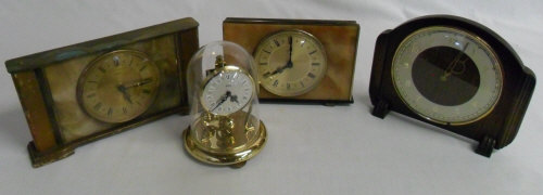 Assortment of mantle clocks and domed gl