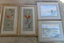 Assorted prints inc landscapes & flowers