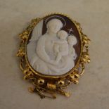 Gold plated cameo brooch