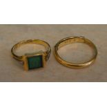 2 18ct gold rings, one with a 9ct gold s