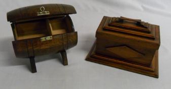 2 wooden cigarette/trinket boxes