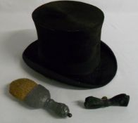 Top hat, brush & bow tie