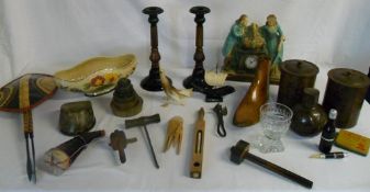 Assorted items inc treen, 19th Cent hors