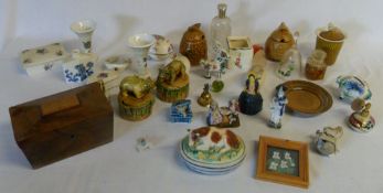 Various items inc tea caddy & honey pots