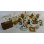 Various items inc tea caddy & honey pots