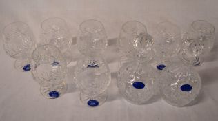 8 Court Crystal brandy glasses & 2 decan
