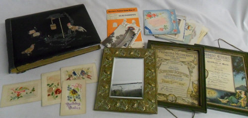 Various items inc silk cards, vintage bi