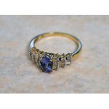 9ct gold tanzanite & diamond ring, size